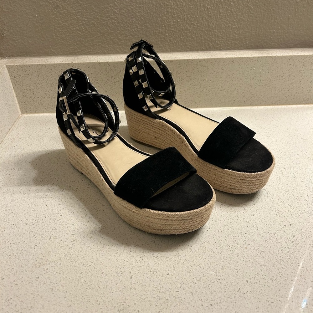 Marc Fisher Jazlyn Espadrille Platform Sandals Black Size 8